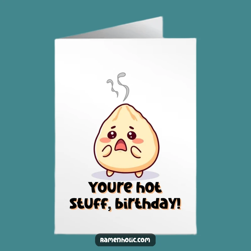 Free Printable Birthday Card: Shocked Gyoza Funny Downloadable Gift