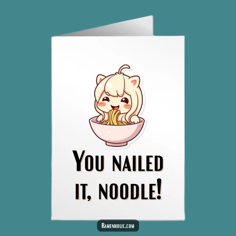 Free Printable Congrats Card: Noodle slurping celebration for a funny downloadable gift