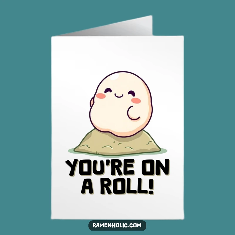 Free Printable Congrats Card: Rolling Dumpling celebrates achievements, a funny downloadable gift