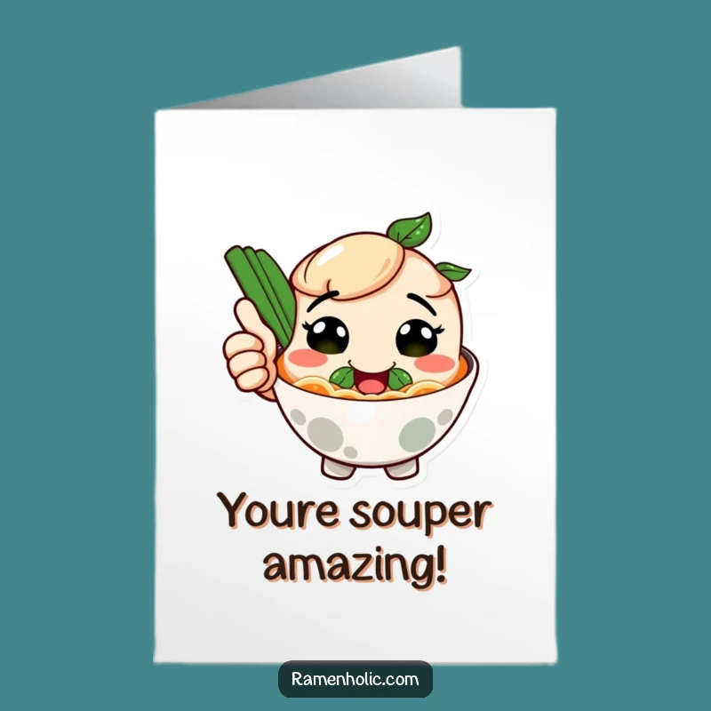 Free Printable Funny Congrats Card: Smiling Ramen Bowl - Hilarious Downloadable Cheers!