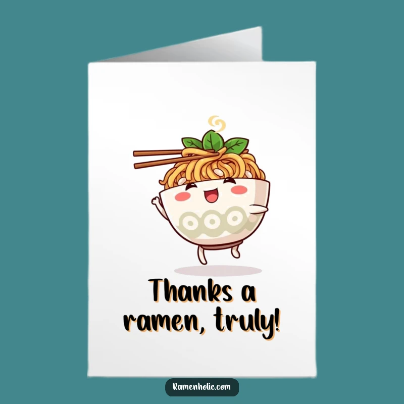 Free Printable Thank You Card: Dancing Ramen expressing thanks, a funny downloadable gift