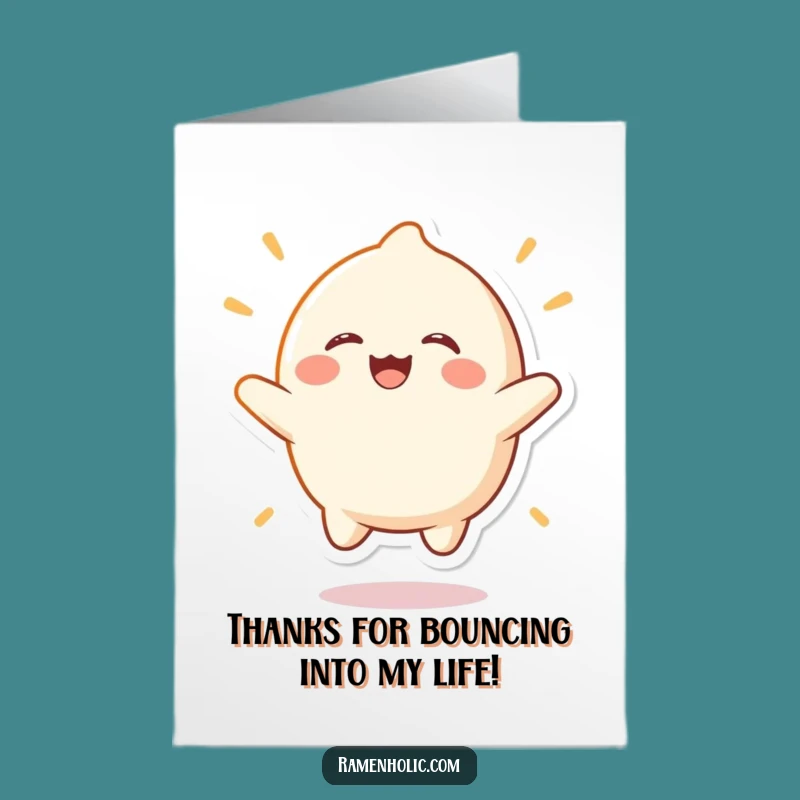 Free Printable Thank You Card: Giggly Mochi Bouncing Funny Downloadable Gift