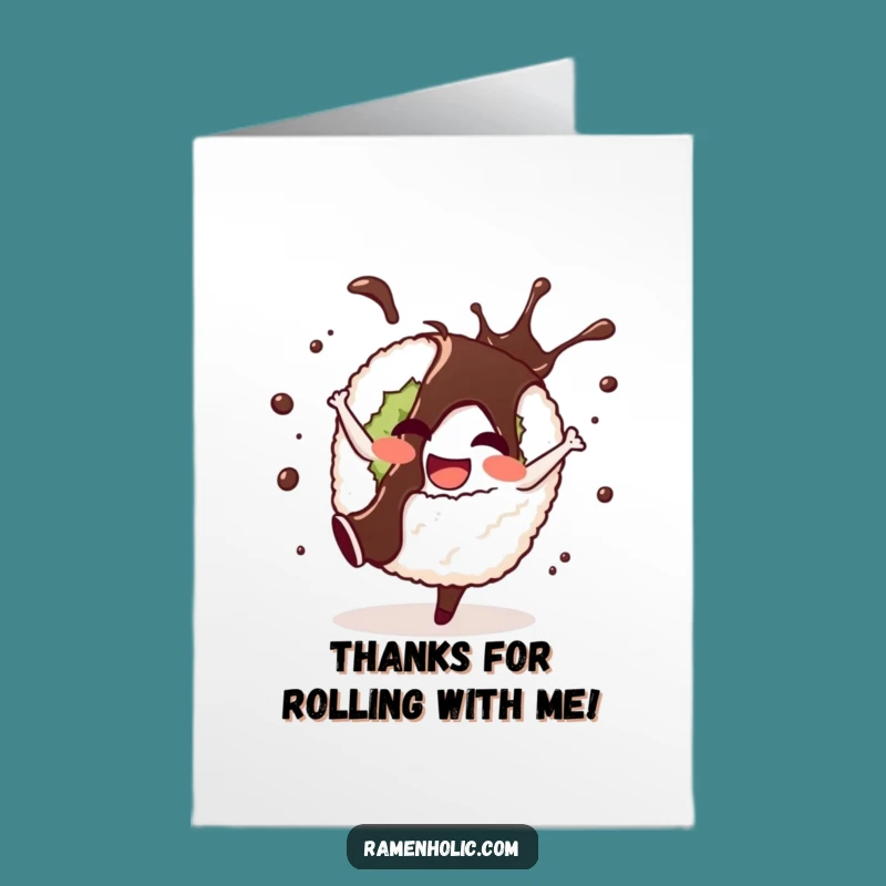 Free Printable Sushi Thank You Card: Cartwheeling Foodie Gratitude Downloadable Gift