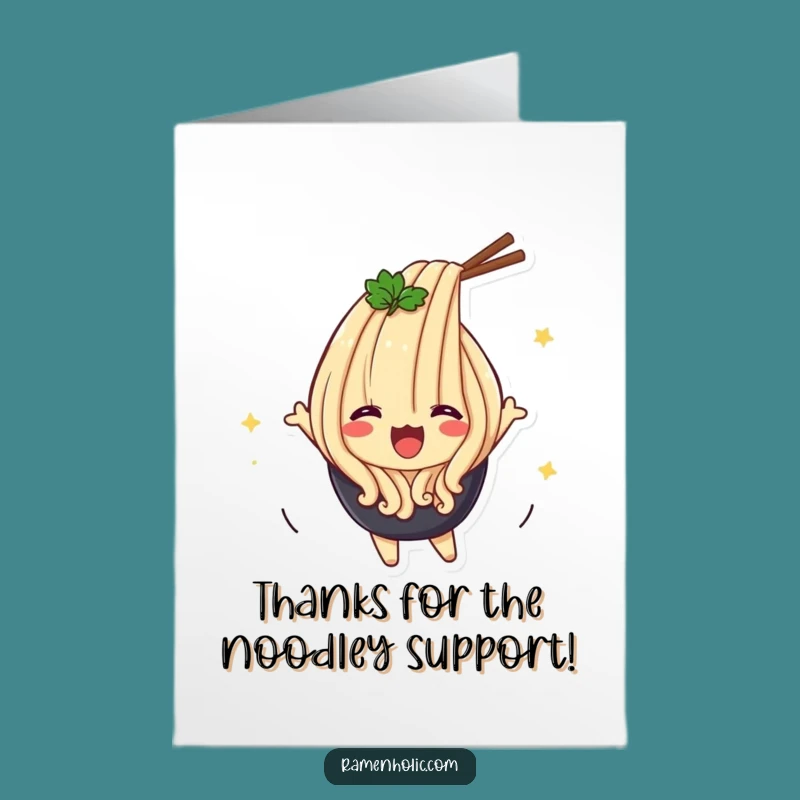 Free Printable Udon Thank You Card: Flipping Noodle Downloadable Gift for Your Gratitude