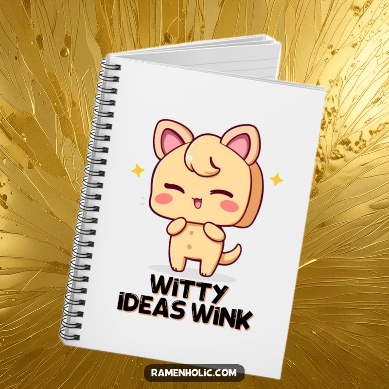 Funny notebook with a playful ginger slice character winking, ideal for jotting down notes and zesty ideas.