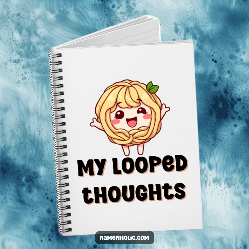 Funny Soba Noodle Notebook: A playful soba noodle character forming a happy loop, perfect for capturing ideas and doodles.