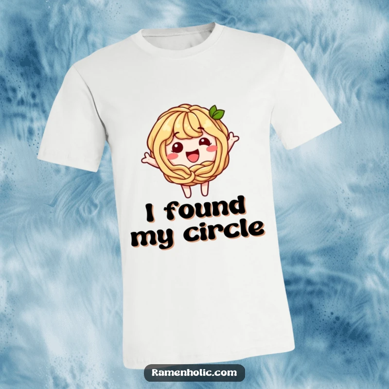 Funny Soba Noodle T-Shirt: A cheerful soba noodle character in a playful, looping pose, celebrating noodle joy.