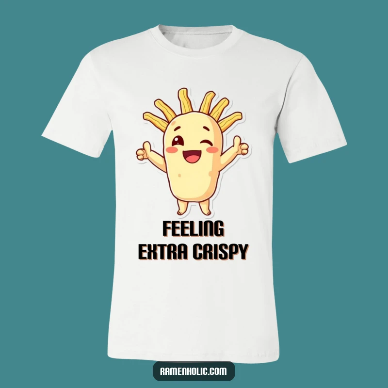 Funny Tempura T-Shirt: Crispy Victory Pose, Wearable Humorous Delight