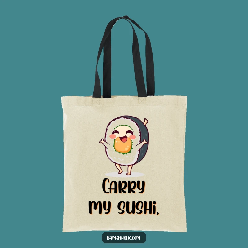 Funny Sushi Roll Cartwheel Tote Bag - Stylish & Humorous Grocery Accessory
