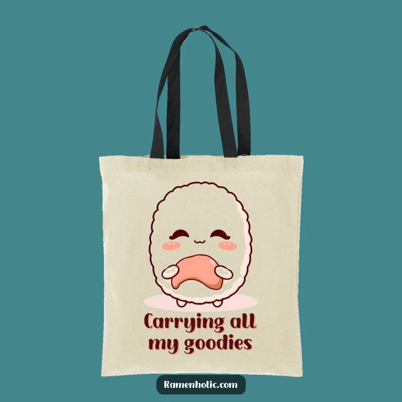 Funny Kawaii Rice Ball Tote Bag: Sweet Treat Blusher Gift for Shoppers