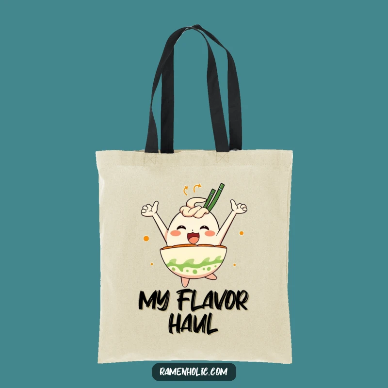 Funny Ramen Bowl Joy Tote Bag: Leaping Foodie's Hilarious Carryall