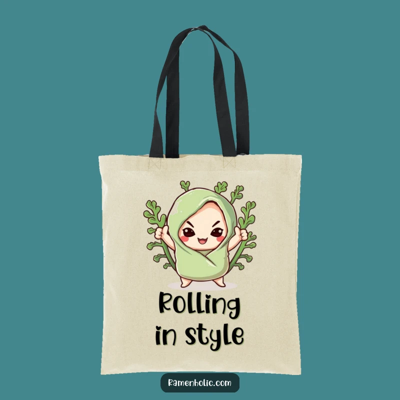 Funny Kawaii Seaweed Sushi Pose Tote Bag: Chic Sushi Art, Practical Funny Gift